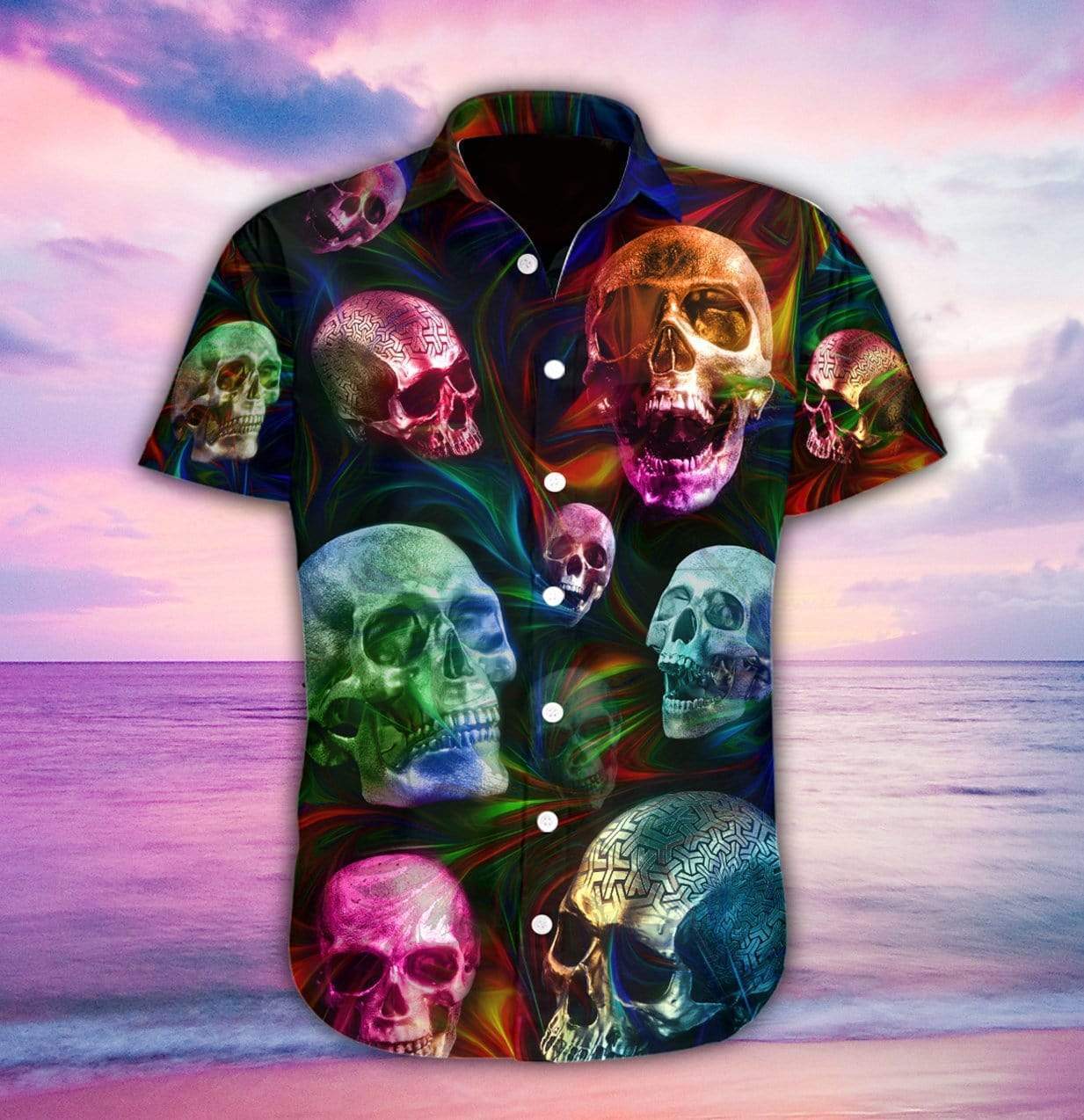 Colorful Skull Tropical Full Printing Hawaiian Shirts #HL