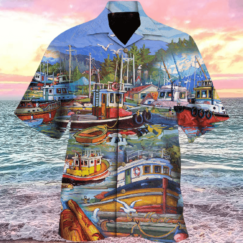 Colorful Ships In The Port Aloha Hawaiian Shirts #H