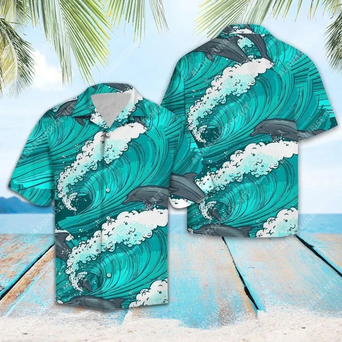 Awesome Dolphinl Teal Hawaiian Shirt | For Men &amp;amp; Women | Adult | Hw8303