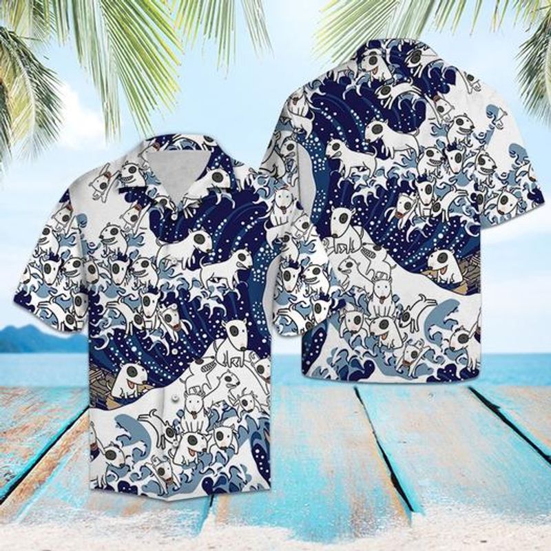 Bull Terrier Waves   Blue Awesome Design Unisex Hawaiian Shirt For Men And Women Dhc17063980