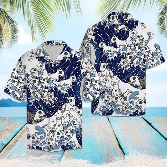 Bull Terrier Waves   Blue Awesome Design Unisex Hawaiian Shirt For Men And Women Dhc17063980