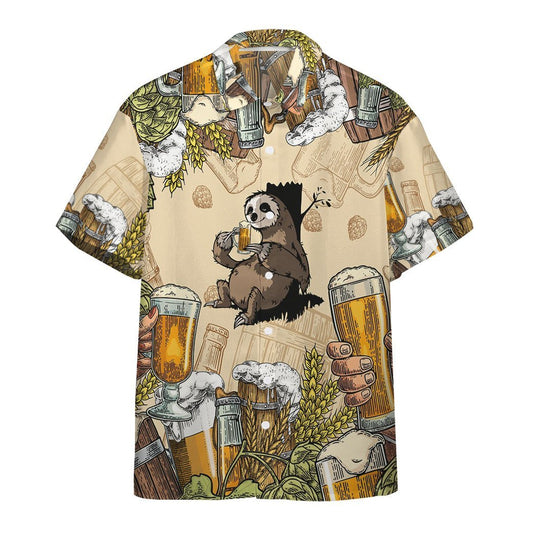  3D Sloth And Beer Custom Hawaii Shirt