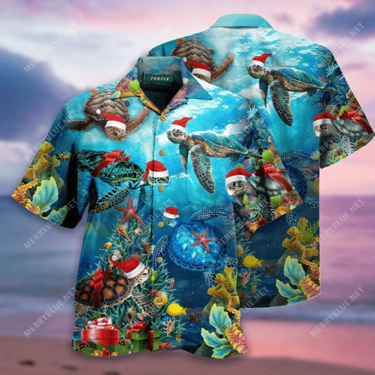 Turtley Santa Christmas custom name Hawaiian Aloha Shirts #H