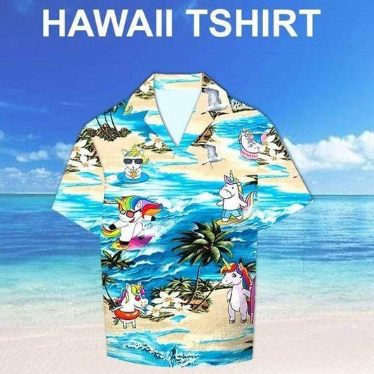 Unicorn Surfing Summer Vibe Tropical Hawaiian Aloha Shirts #DH