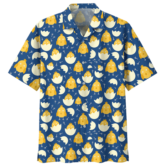 Chicken   Blue Awesome Design Unisex Hawaiian Shirt  