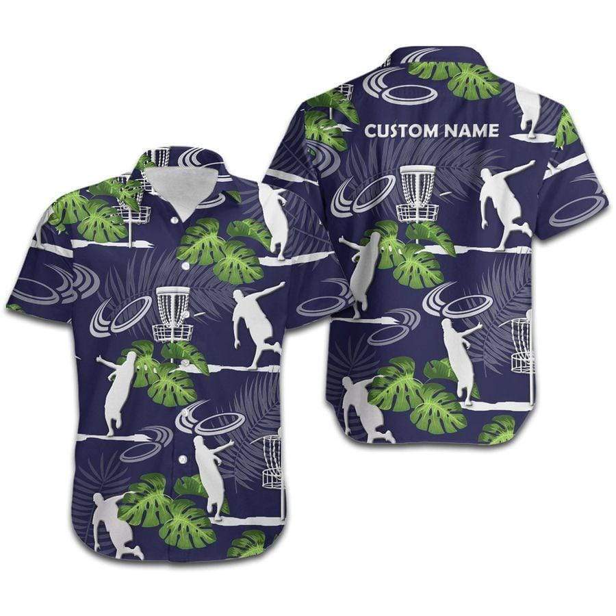 Hawaiian Aloha Shirts Disc Golf Player Tropical Floral Custom Name