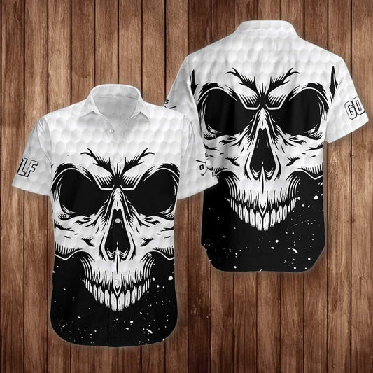 White Skull Golf Unisex Hawaiian Shirt 