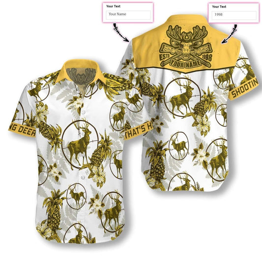 Personalized Shooting Deer That's How I Roll Hawaiian Aloha Shirts Custom Text #V