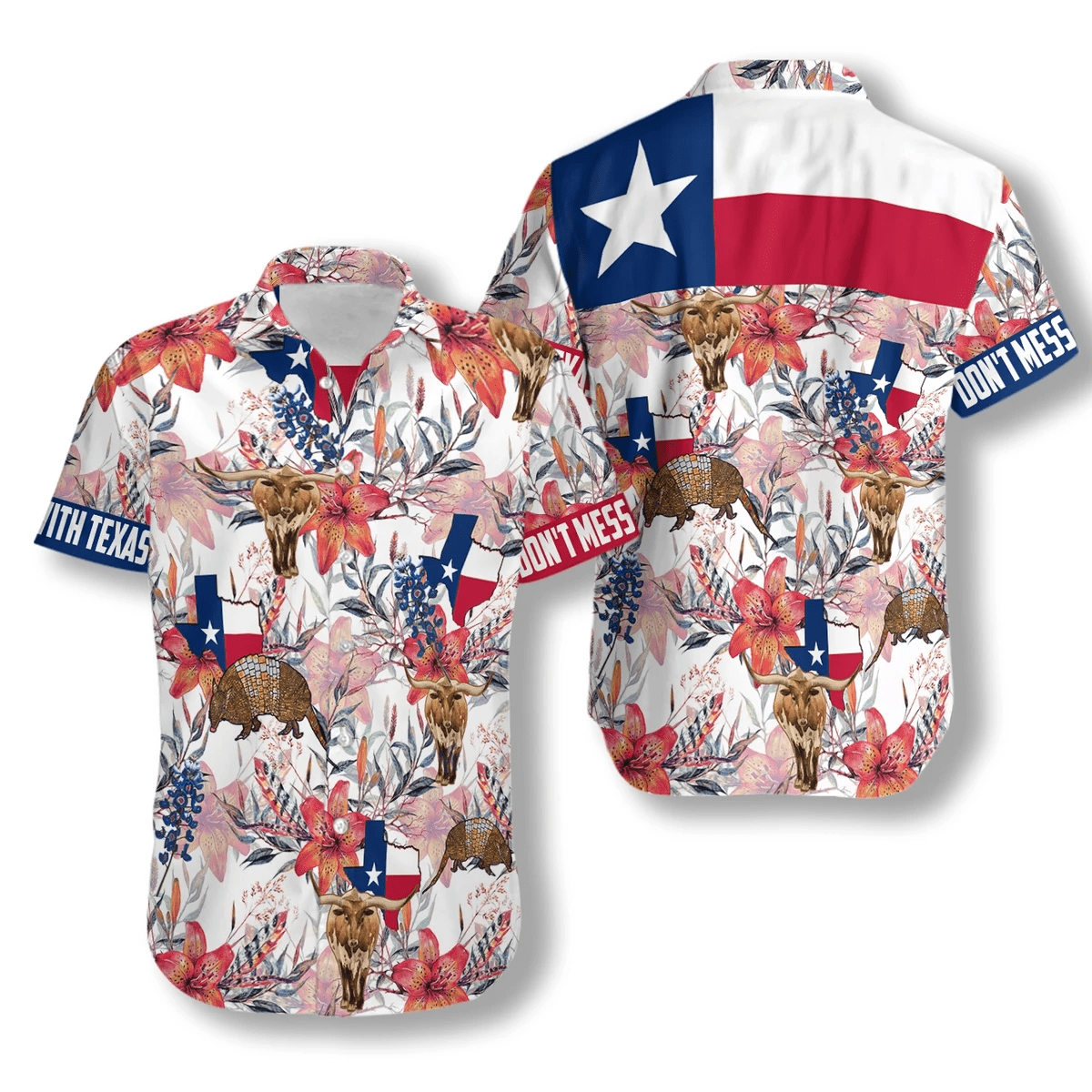 Don't Mess With Texas Flag Tropical Hawaiian Aloha Shirts #V