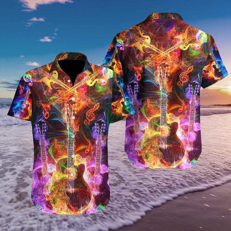 Hawaiian Aloha Shirts Guitar Fantastic Color #109H