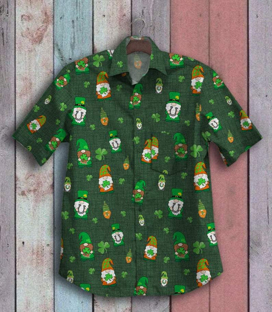 Irish Gnome Happy St. Patrick's Day Hawaiian Aloha Shirts #V