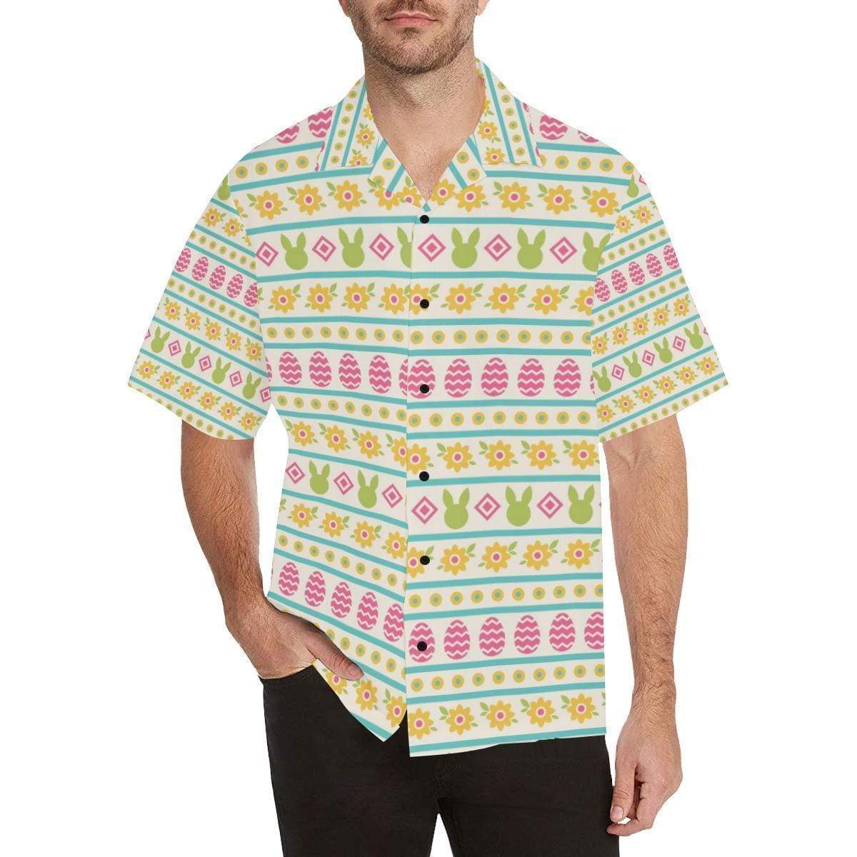 Happy Easter Pastel Pattern Hawaiian Aloha Shirts #H