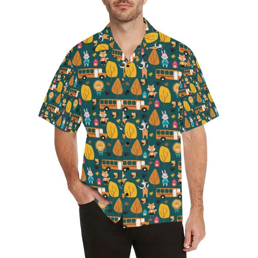 School Bus Print Design Hawaiian Shirt