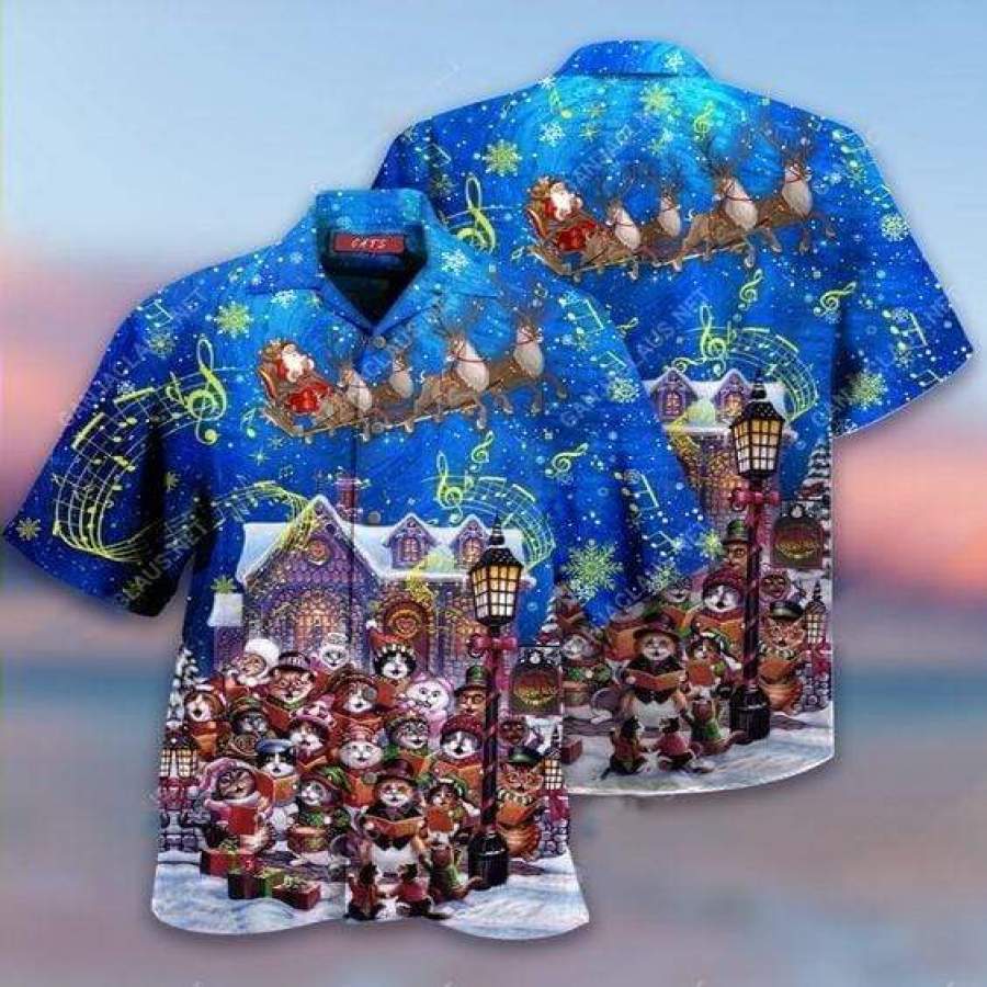 Hawaiian Aloha Shirts Christmas Carols By Cute Cats