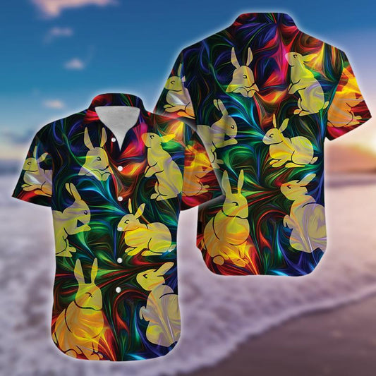 Colorful Easter Bunny Hawaiian Aloha Shirts 