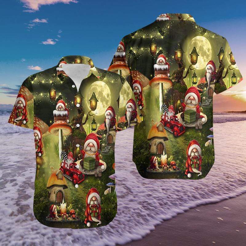 Hawaiian Aloha Shirts The Gift Of The Gnome Christmas #1012DH