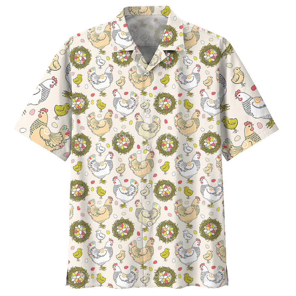 Chicken   White Nice Design Unisex Hawaiian Shirt 