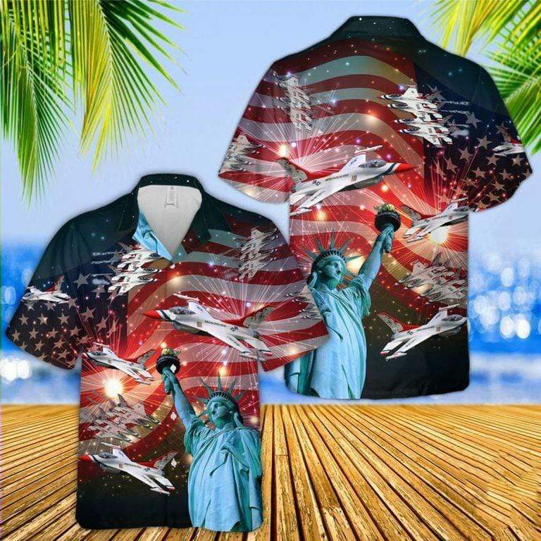 Hawaiian Aloha Shirts - Beach Shorts Thunderbirds 4Th Of July Fireworks