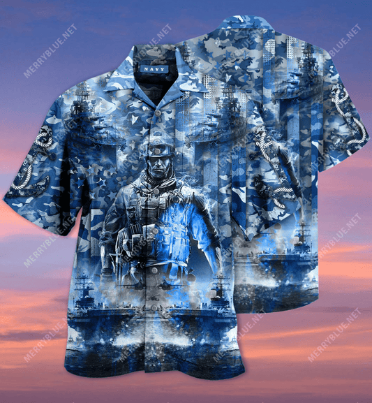 Soldier Veteran Navy camo Hawaiian Aloha Shirts #V