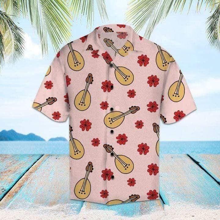 Simple Ukulele Floral Hawaiian Aloha Shirts #DH