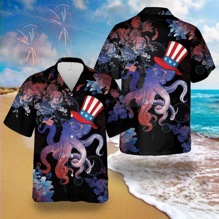 Hawaiian Aloha Shirts Octopus 4Th July