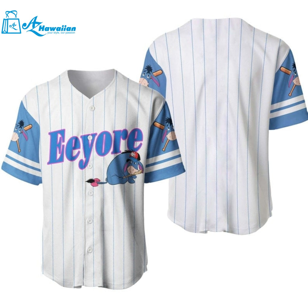 Eeyore Donkey Winnie The Pooh All Over Print Pinstripe Baseball Jersey 