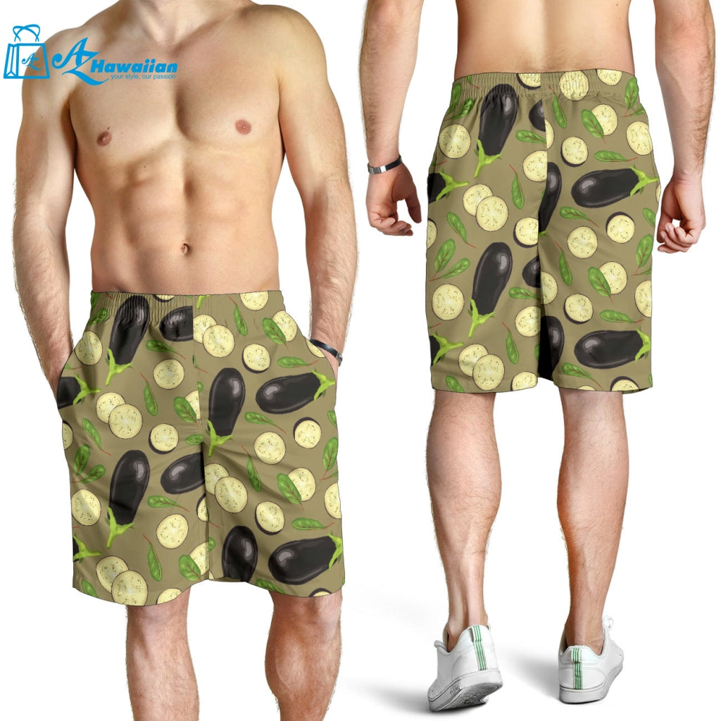 Eggplant Pattern Print Design 02 Men Shorts