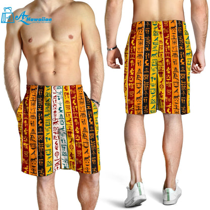 Egypt Hieroglyphics Pattern Print Design 01 Men Shorts