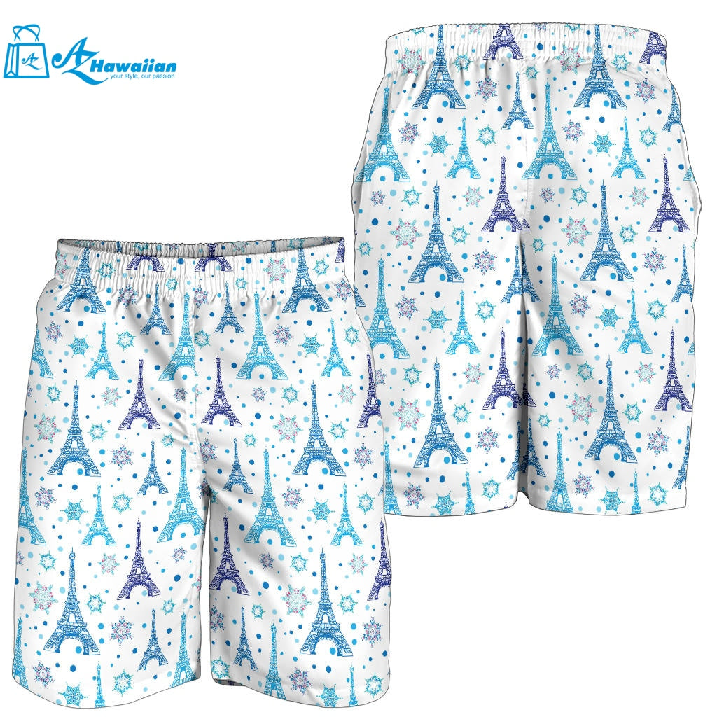 Eiffel Tower Pattern Print Design 01 Men Shorts