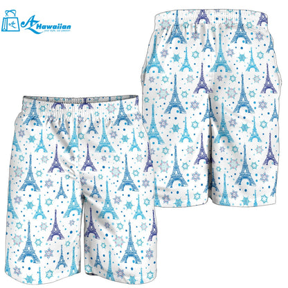 Eiffel Tower Pattern Print Design 01 Men Shorts