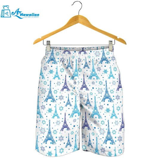 Eiffel Tower Pattern Print Design 01 Men Shorts