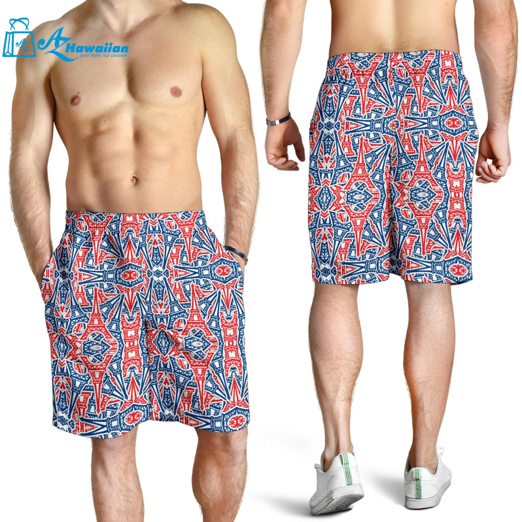 Eiffel Tower Pattern Print Design 02 Men Shorts