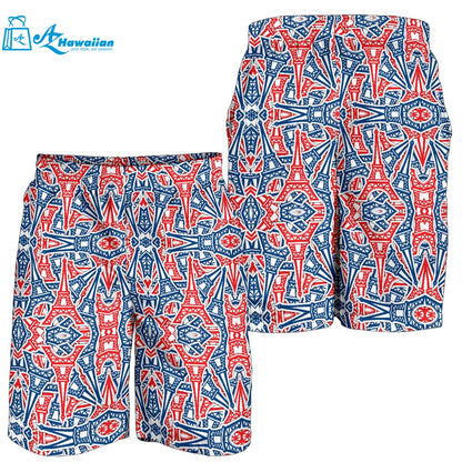 Eiffel Tower Pattern Print Design 02 Men Shorts