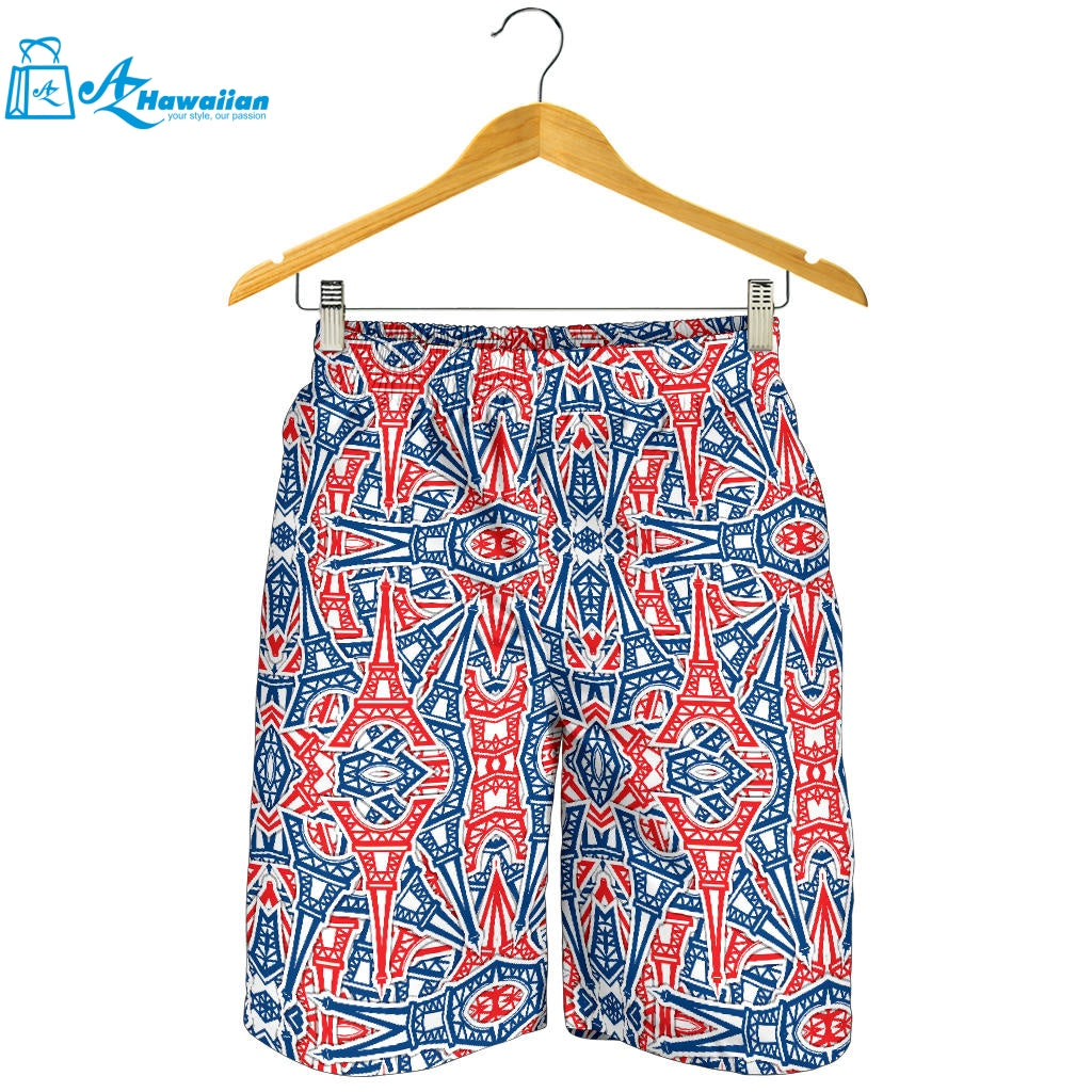 Eiffel Tower Pattern Print Design 02 Men Shorts