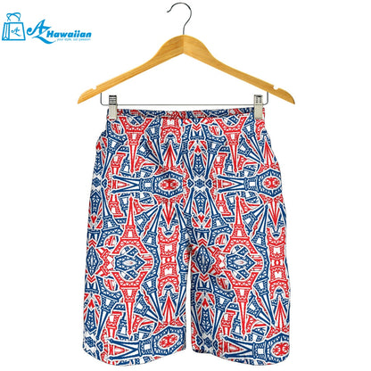 Eiffel Tower Pattern Print Design 02 Men Shorts