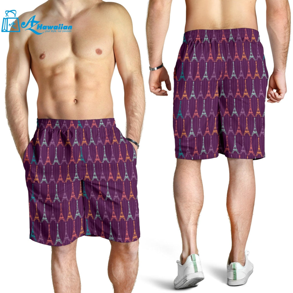 Eiffel Tower Pattern Print Design 05 Men Shorts