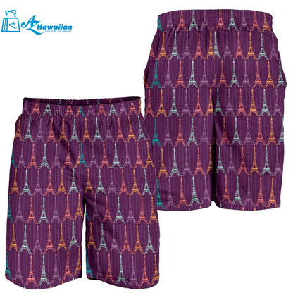 Eiffel Tower Pattern Print Design 05 Men Shorts