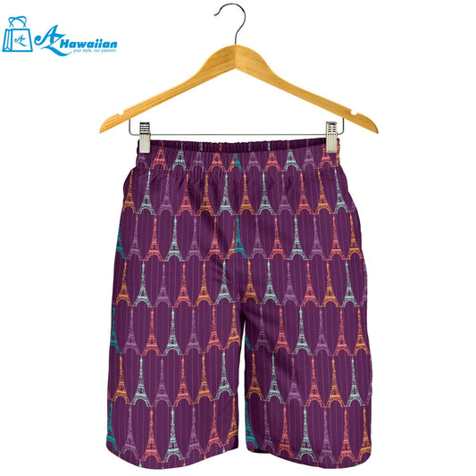 Eiffel Tower Pattern Print Design 05 Men Shorts