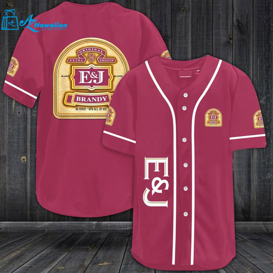 E&J Brandy All Over Print Unisex Baseball Jersey - Ruby