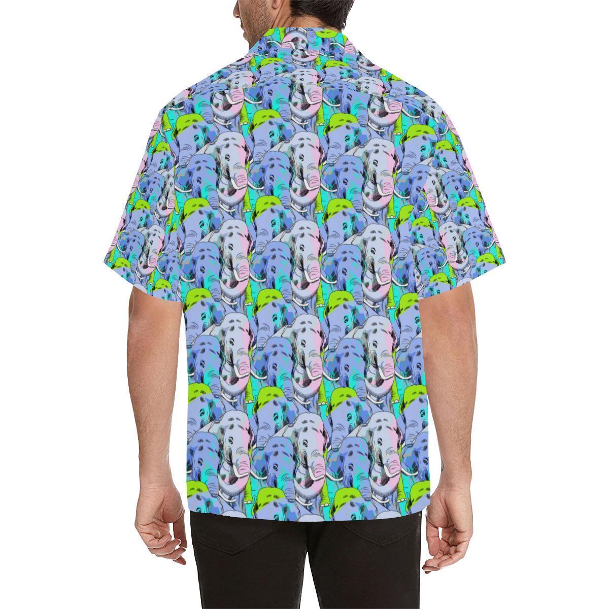 Elephant Art Color Print Pattern Hawaiian Shirt