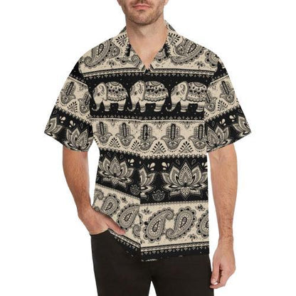 Elephant Hansa Lotus Pattern Hawaiian Shirt