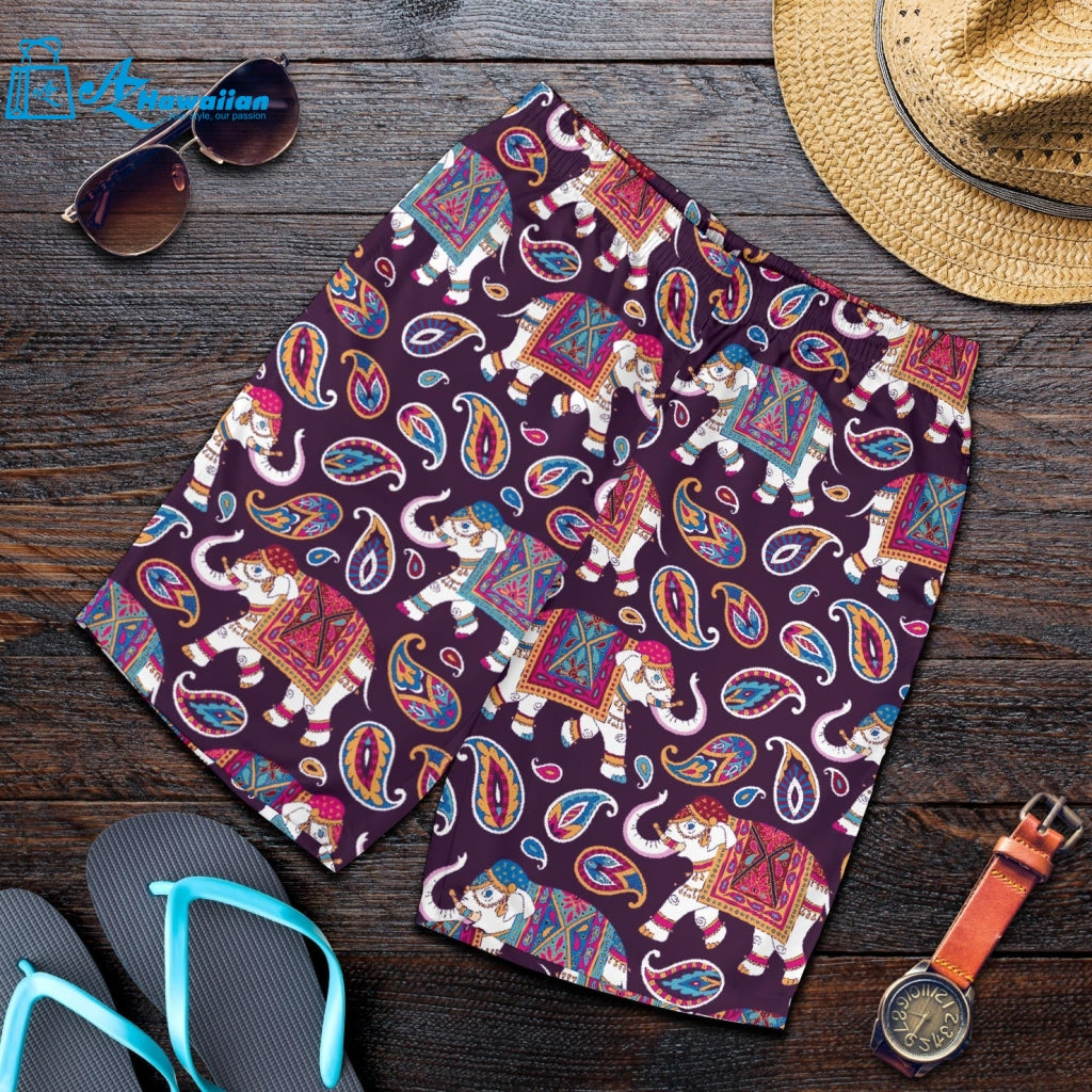 Elephant Indian Style Ornament Pattern Men Shorts