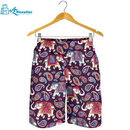 Elephant Indian Style Ornament Pattern Men Shorts