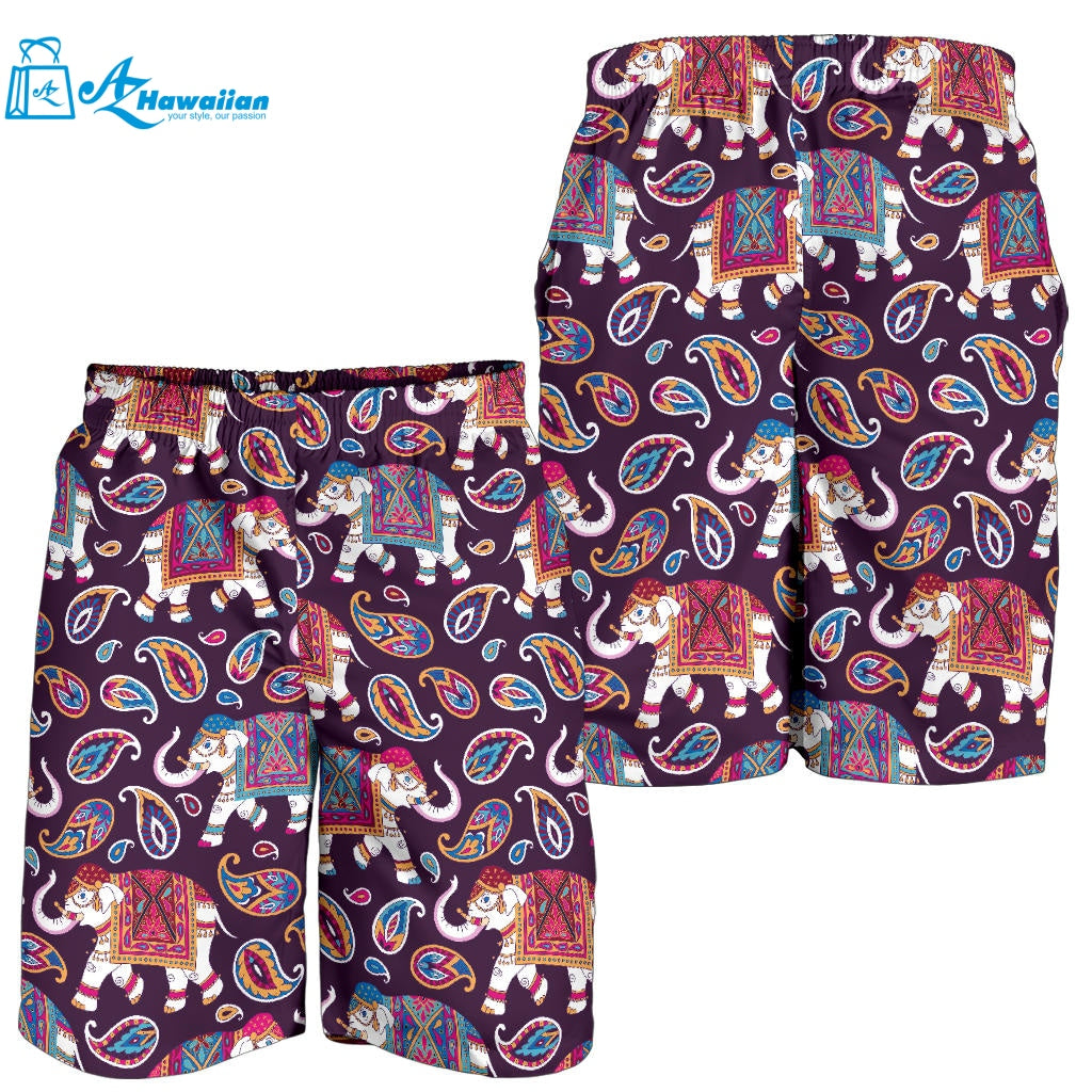 Elephant Indian Style Ornament Pattern Men Shorts