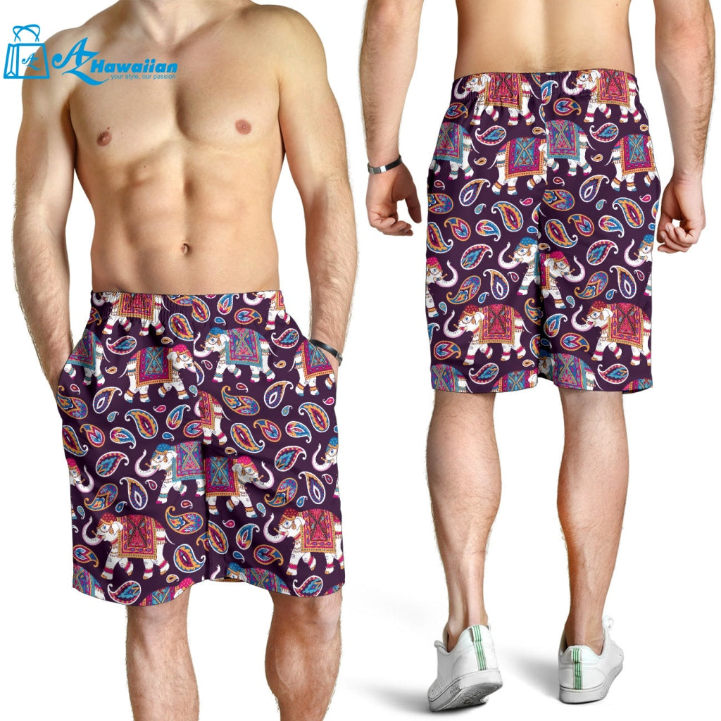 Elephant Indian Style Ornament Pattern Men Shorts