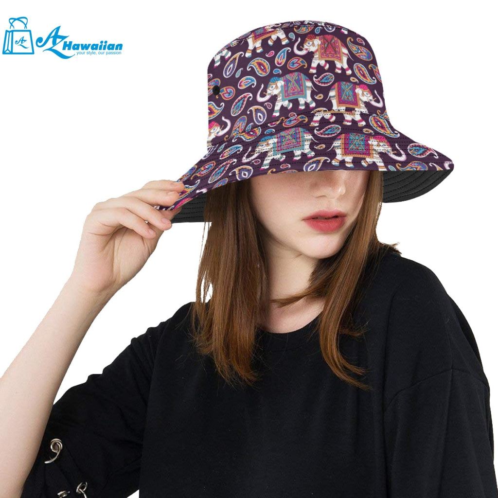 Elephant indian style ornament pattern Unisex Bucket Hat