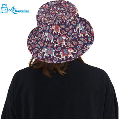 Elephant indian style ornament pattern Unisex Bucket Hat