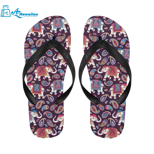 Elephant indian style ornament pattern Unisex Flip Flops