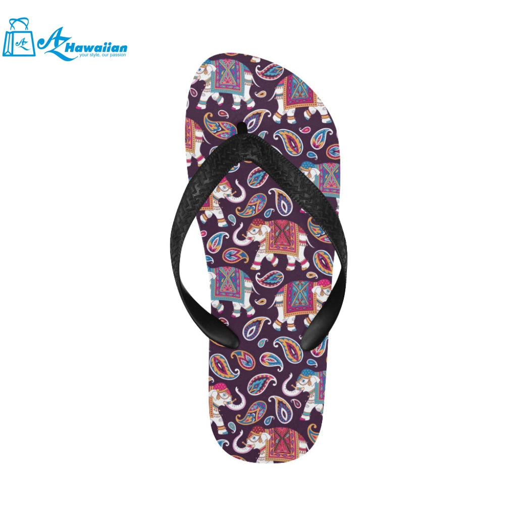 Elephant indian style ornament pattern Unisex Flip Flops