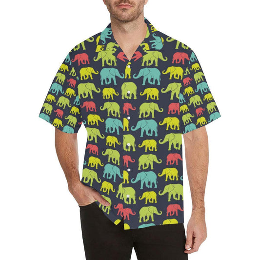 Elephant Neon Color Print Pattern Hawaiian Shirt